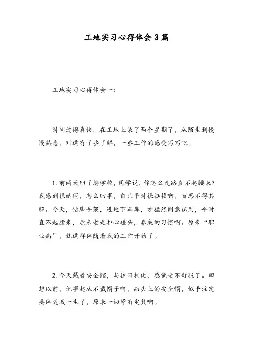 工地实习心得体会3篇