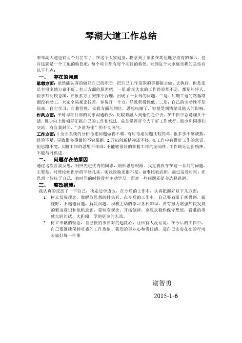 谢智勇工作总结