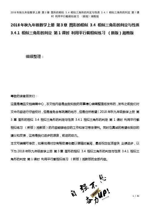 九年级数学上册第3章图形的相似3.4相似三角形的判定与性质3.4.1相似三角形的判定第1课时利用平