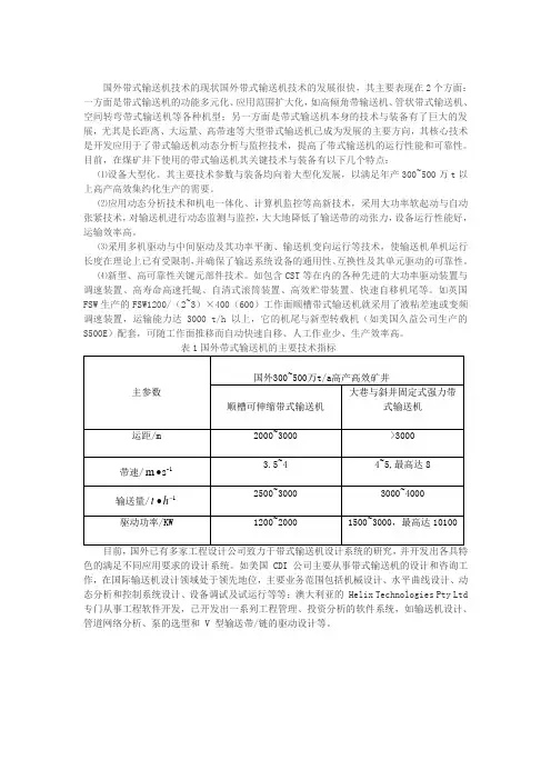 带式输送机国外研究现状