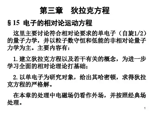 高量-电子的相对论运动方程