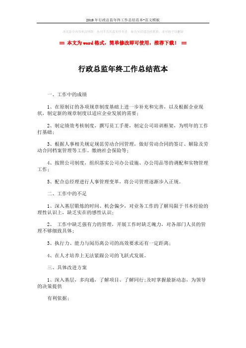 2019年行政总监年终工作总结范本-范文模板 (2页)