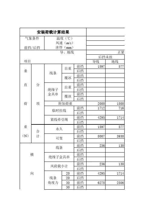 耐张塔荷载组合计算