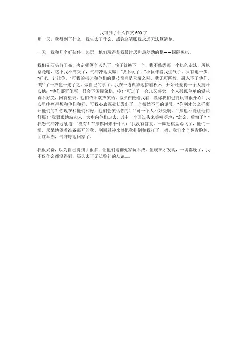 我得到了什么作文600字(高分作文)