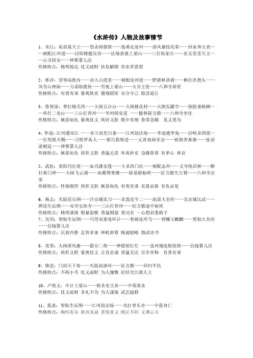 《水浒传》人物及故事情节
