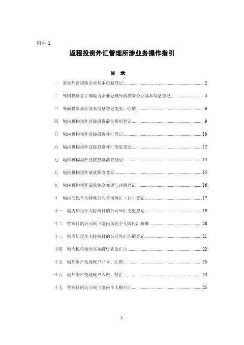 返程投资外汇管理所涉业务操作指引