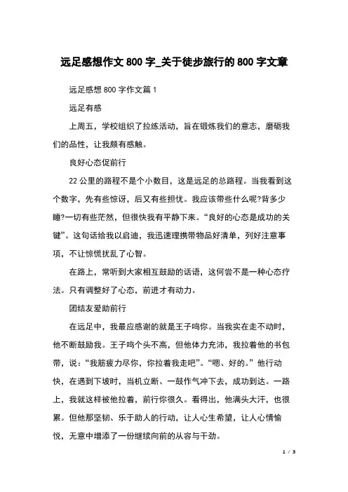远足感想作文800字_关于徒步旅行的800字文章