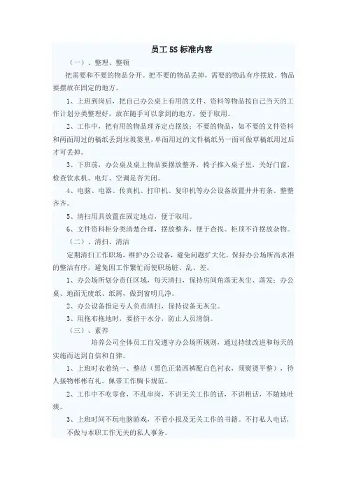 个人5S标准