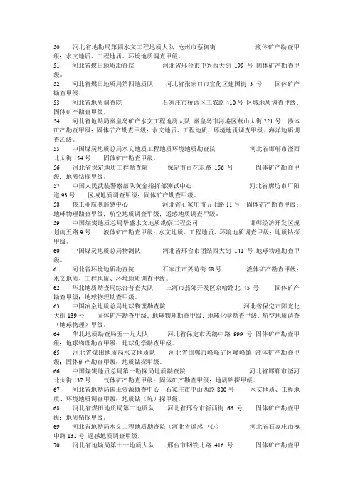 河北地质单位