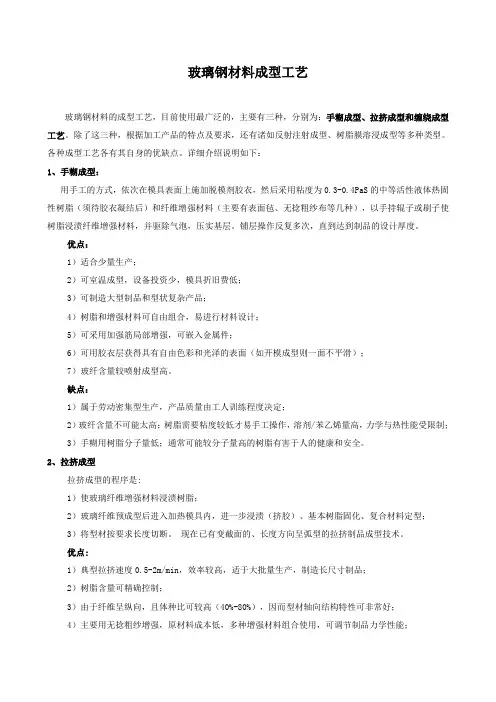 玻璃钢材料成型工艺介绍