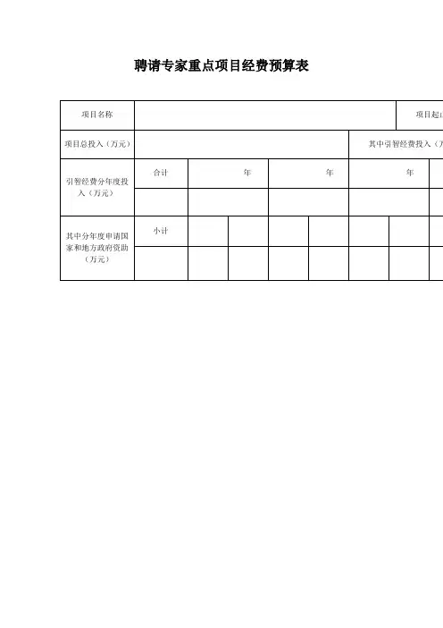 重点项目经费预算表Word