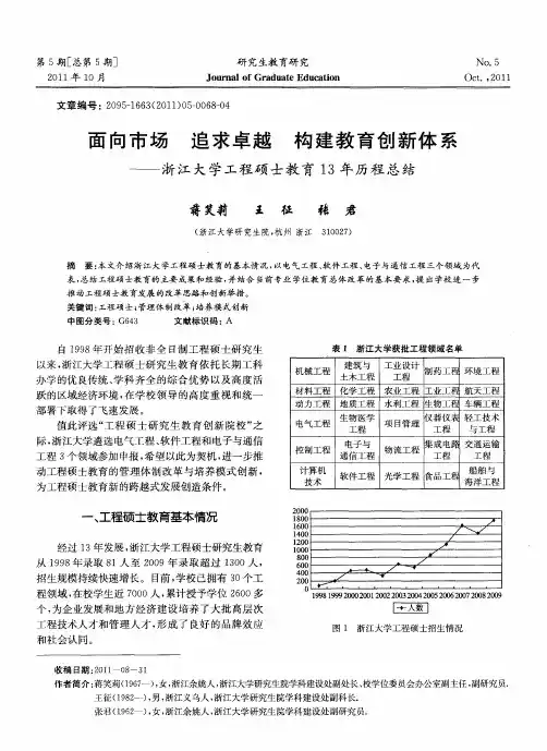 面向市场 追求卓越 构建教育创新体系——浙江大学工程硕士教育13年历程总结