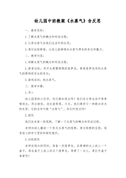 幼儿园中班教案《水蒸气》含反思