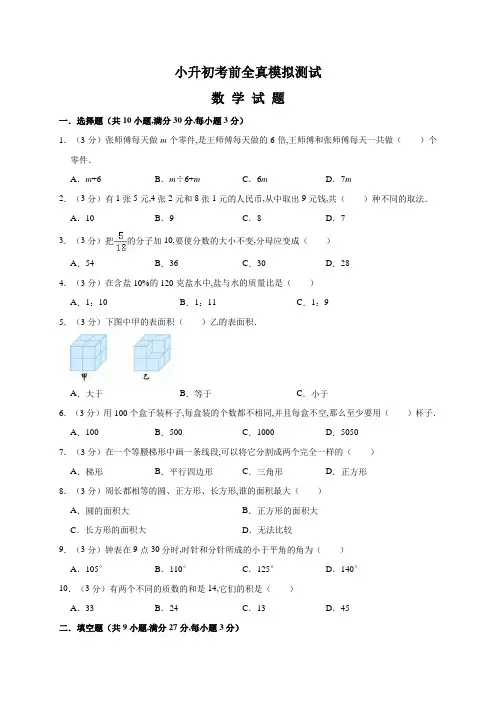 数学小升初模拟卷(含答案解析)