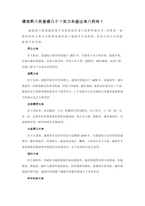 建筑新八校是哪几个
