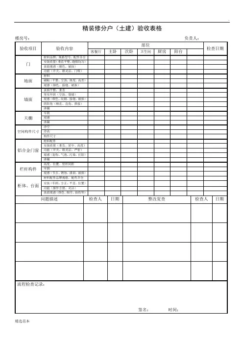 精装修分户验收表格