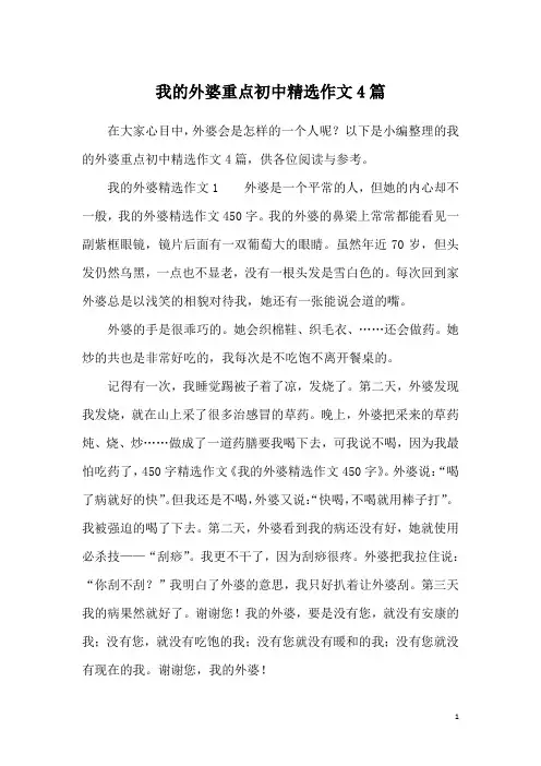 我的外婆重点初中精选作文4篇