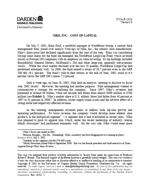 Nike, Inc. Cost of Capital