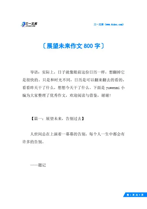 展望未来作文800字 2