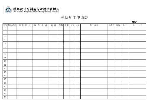 外协加工申请表.