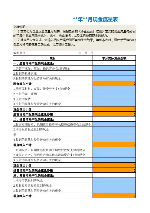现金流量表-月报