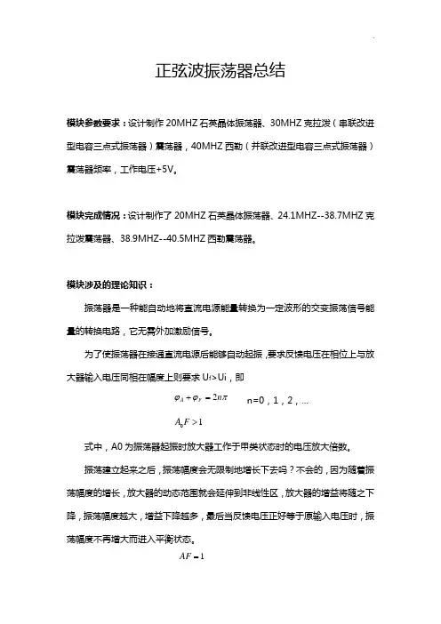 正弦波振荡器归纳