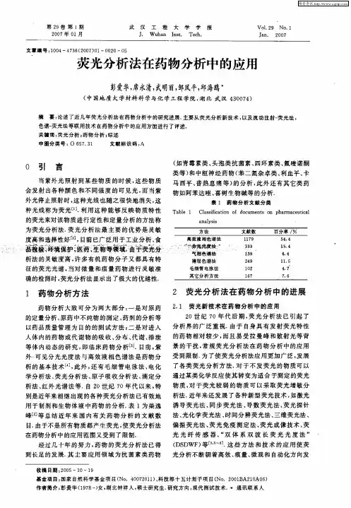 荧光分析法在药物分析中的应用