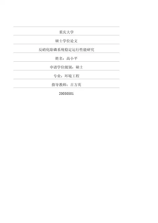 反硝化除磷系统稳定运行性能研究