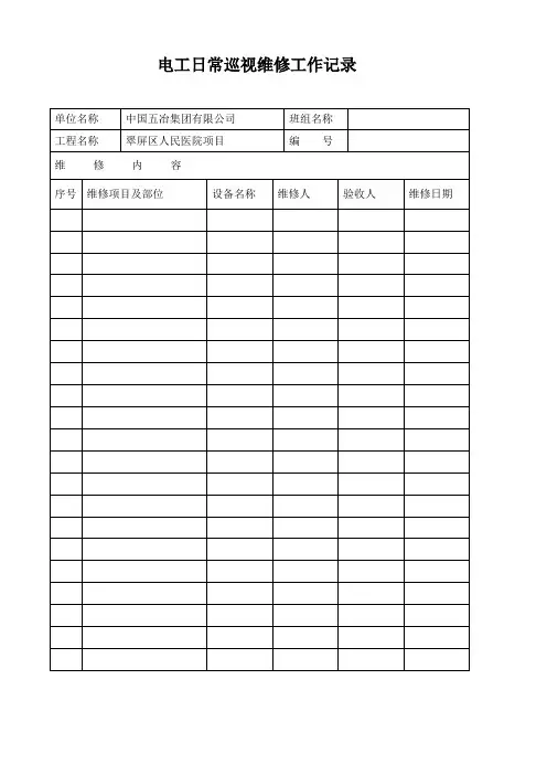 电工日常巡视维修工作记录