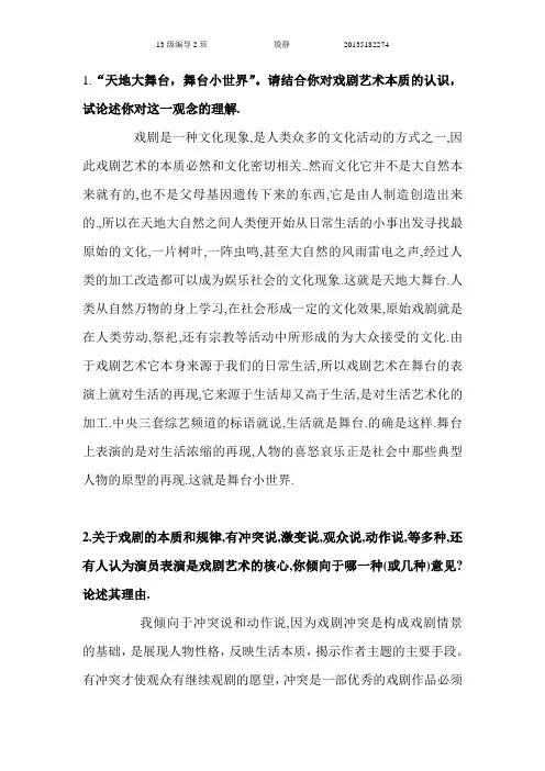 戏剧艺术作业