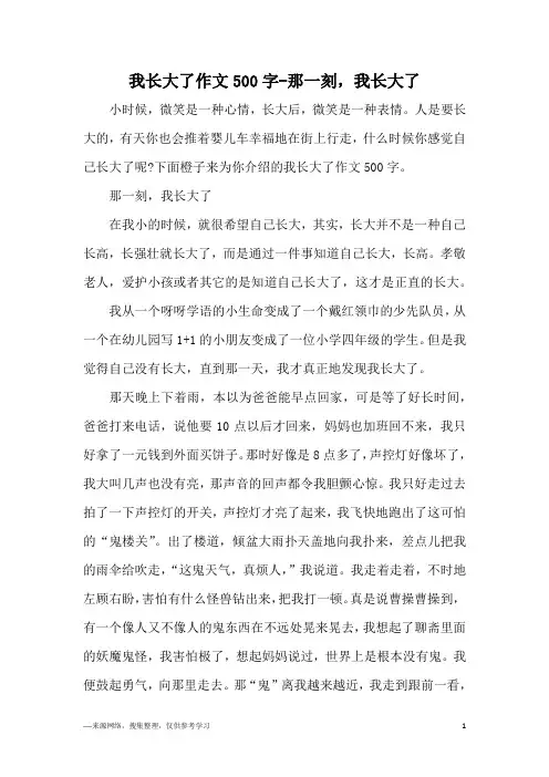 我长大了作文500字-那一刻,我长大了