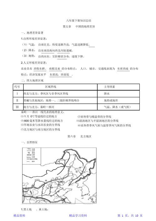 新人教版八年级下册地理知识点总结(最新最全)【精华版】
