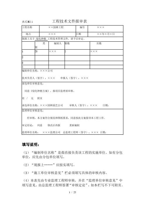 各种报审表表格