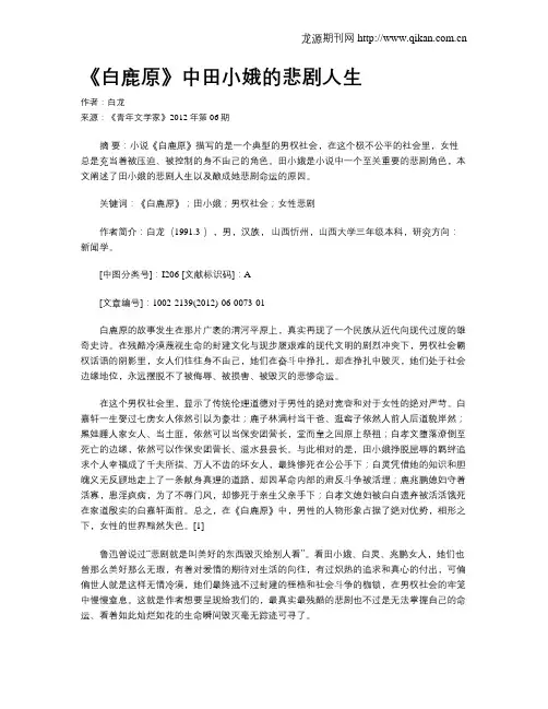 《白鹿原》中田小娥的悲剧人生