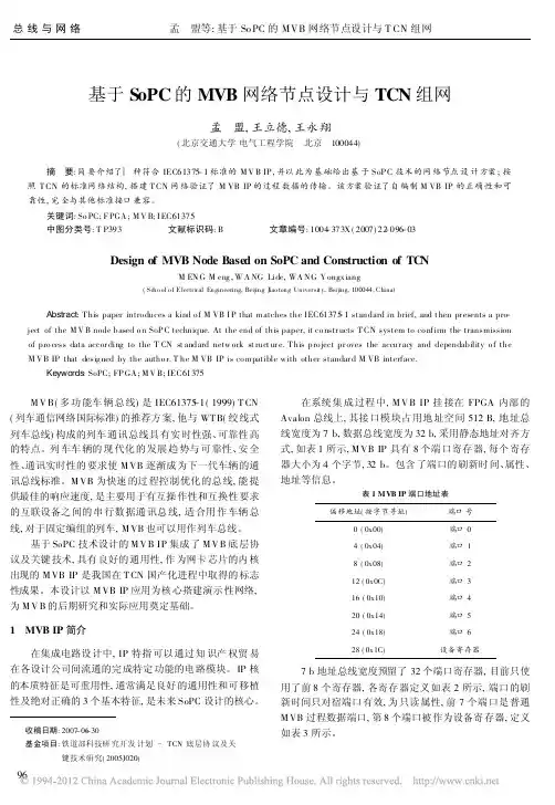基于SoPC的MVB网络节点设计与TCN组网
