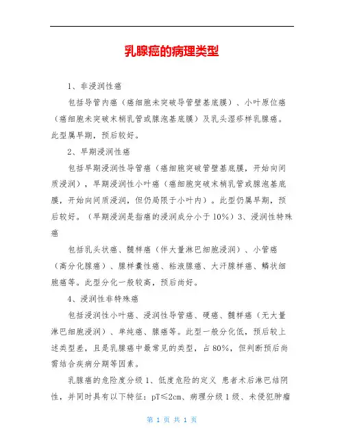 乳腺癌的病理类型