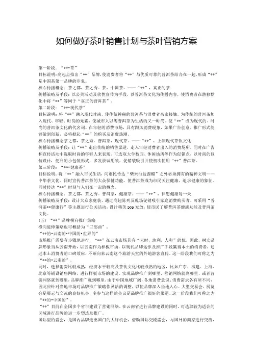 如何做好茶叶销售计划与茶叶营销方案