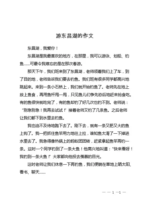 游东昌湖的作文