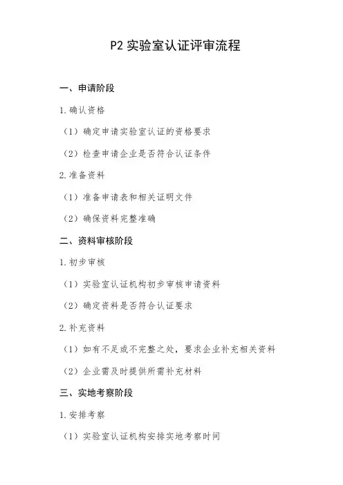 p2实验室认证评审流程