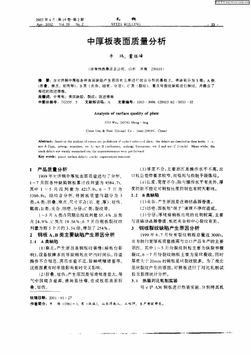 中厚板表面质量分析