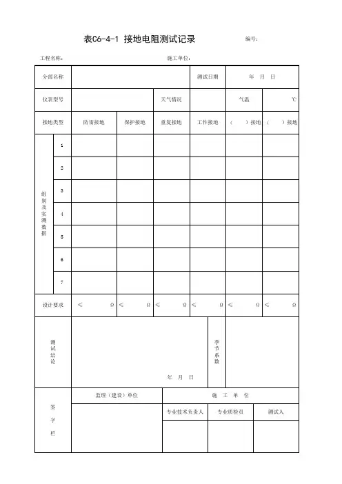 001-表C6-4-1 接地电阻测试记录