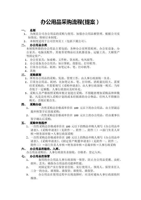 办公用品采购流程(提案)