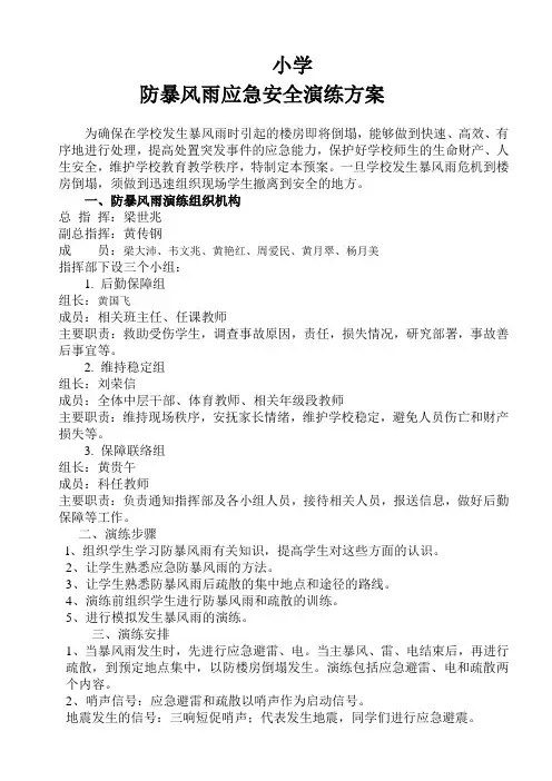 安全应急演练方案、总结