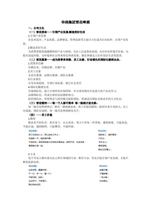华润集团雪花啤酒资料