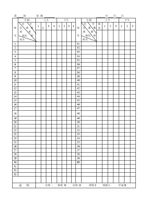 学校点名册模板