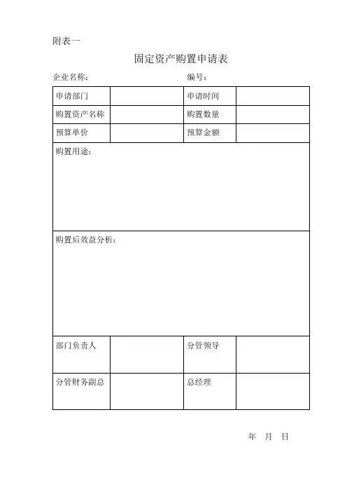 固定资产购置申请表,采购申请表
