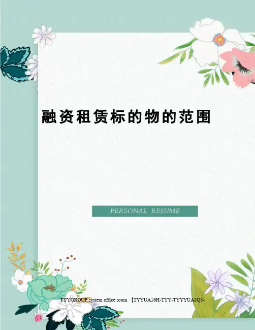 融资租赁标的物的范围