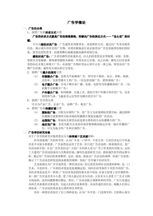 广告学概论考试简短笔记