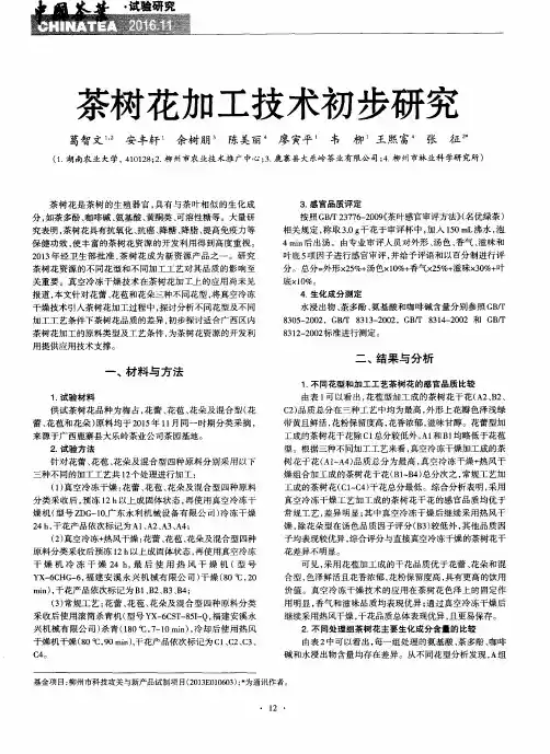 茶树花加工技术初步研究