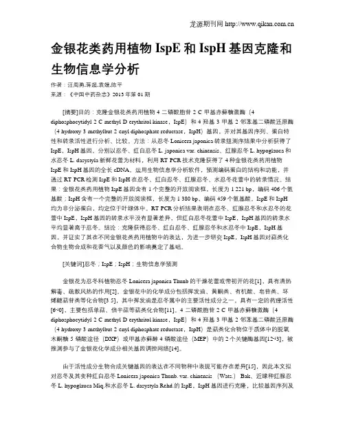 金银花类药用植物IspE和IspH基因克隆和生物信息学分析
